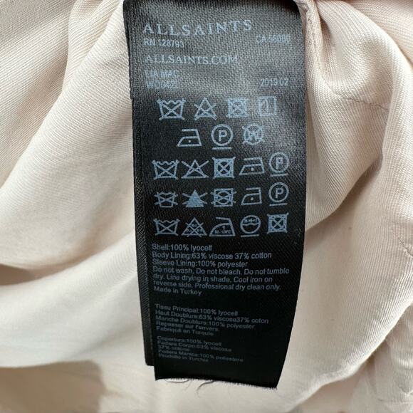 Allsaints Cream Lia Mac Trench Coat Duster Womens M Button Front Double Breasted - Picture 5 of 14
